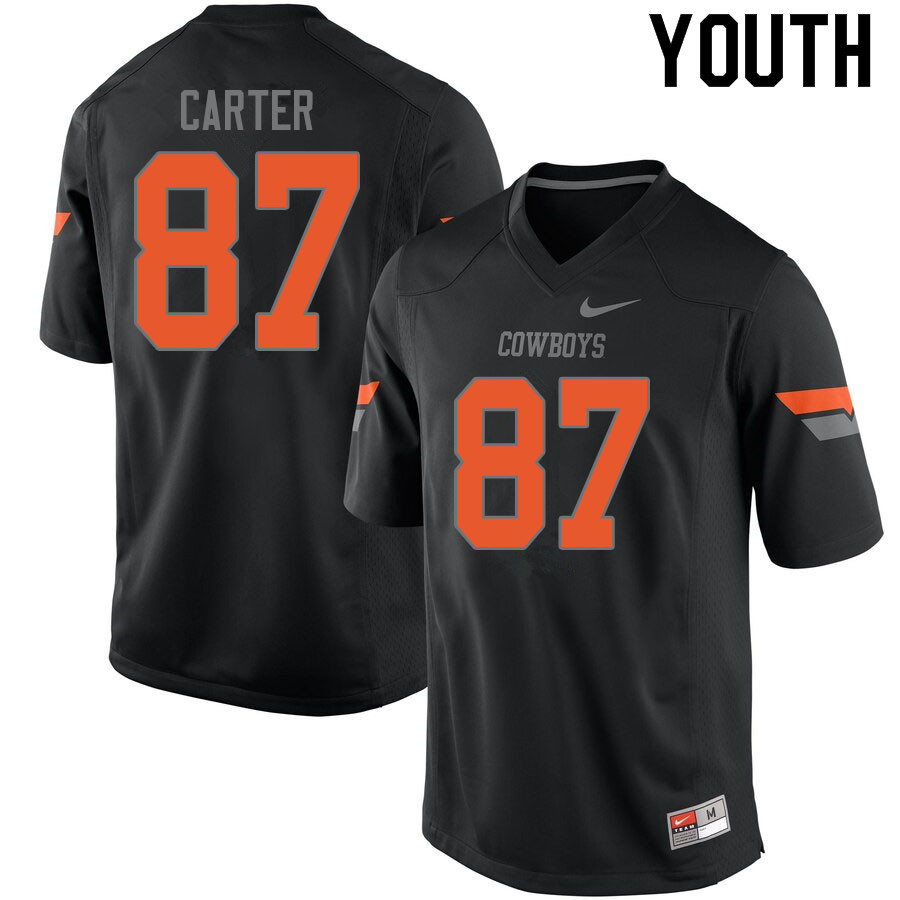 Youth #87 Logan Carter Oklahoma State Cowboys College Football Jerseys Sale-Black - Click Image to Close
